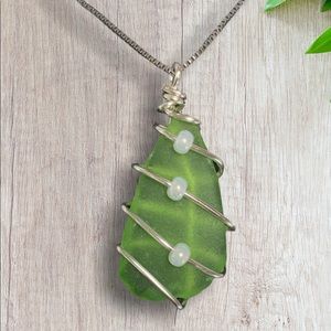 Dainty Wire Wrapped Sea Glass Necklace